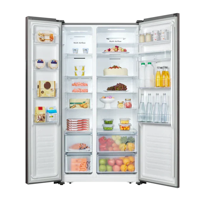 Hisense 514l Side By Side Fridge, Black Glass H670SMIB-WD